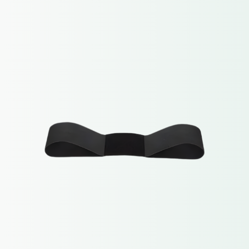 Black bow-shaped object on a white background