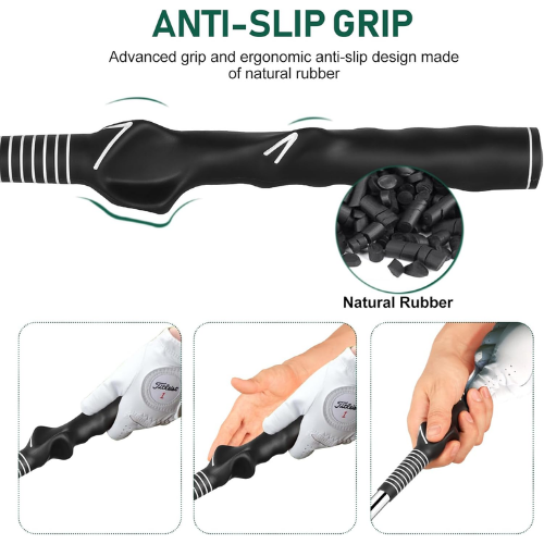 Close-up of Nextra® anti-slip grip made of natural rubber. Ergonomic design helps correct hand placement and prevents slipping during practice.