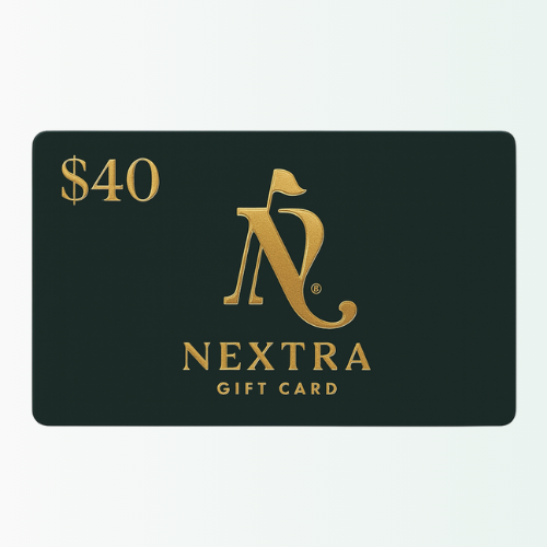 Nextra $40 gift card with gold text on a black background