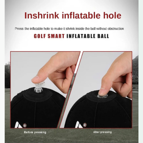 Golf smart inflatable ball with inflatable hole feature demonstration.