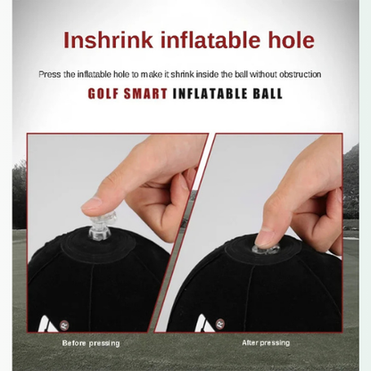 Golf smart inflatable ball with inflatable hole feature demonstration.