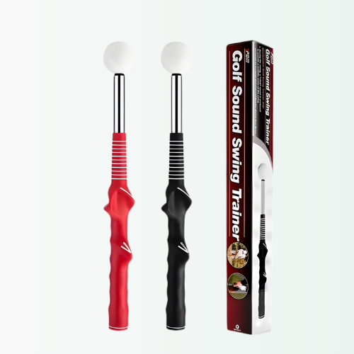 Nextra® Golf Sound Swing Trainer retail packaging box next to red and black product variants. Perfect gift for golfers.