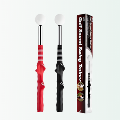 Nextra® Golf Sound Swing Trainer retail packaging box next to red and black product variants. Perfect gift for golfers.