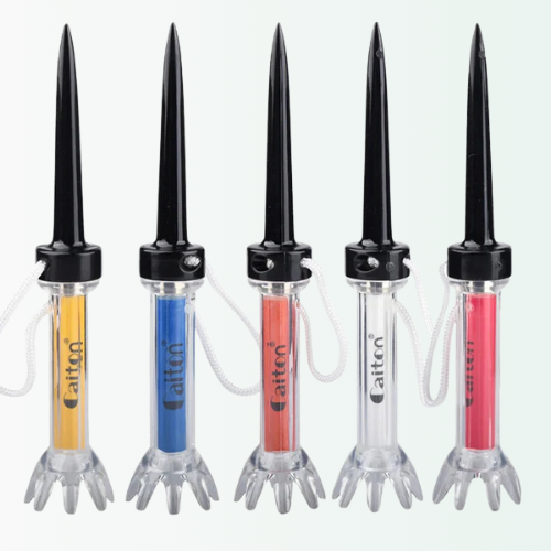 Five lip glosses with rocket-shaped applicators on a white background