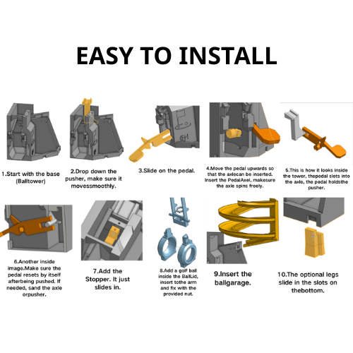 Step-by-step installation guide with illustrations on a white background