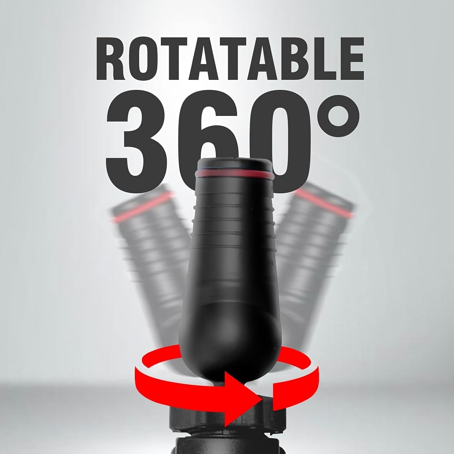 Black rotatable object with text 'Rotatable 360°' on a gray background